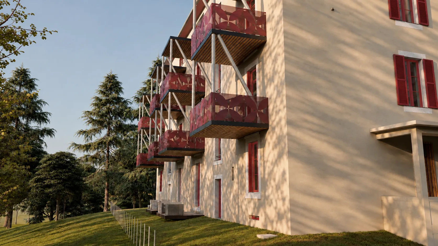 Immeuble rénové, création de balcons