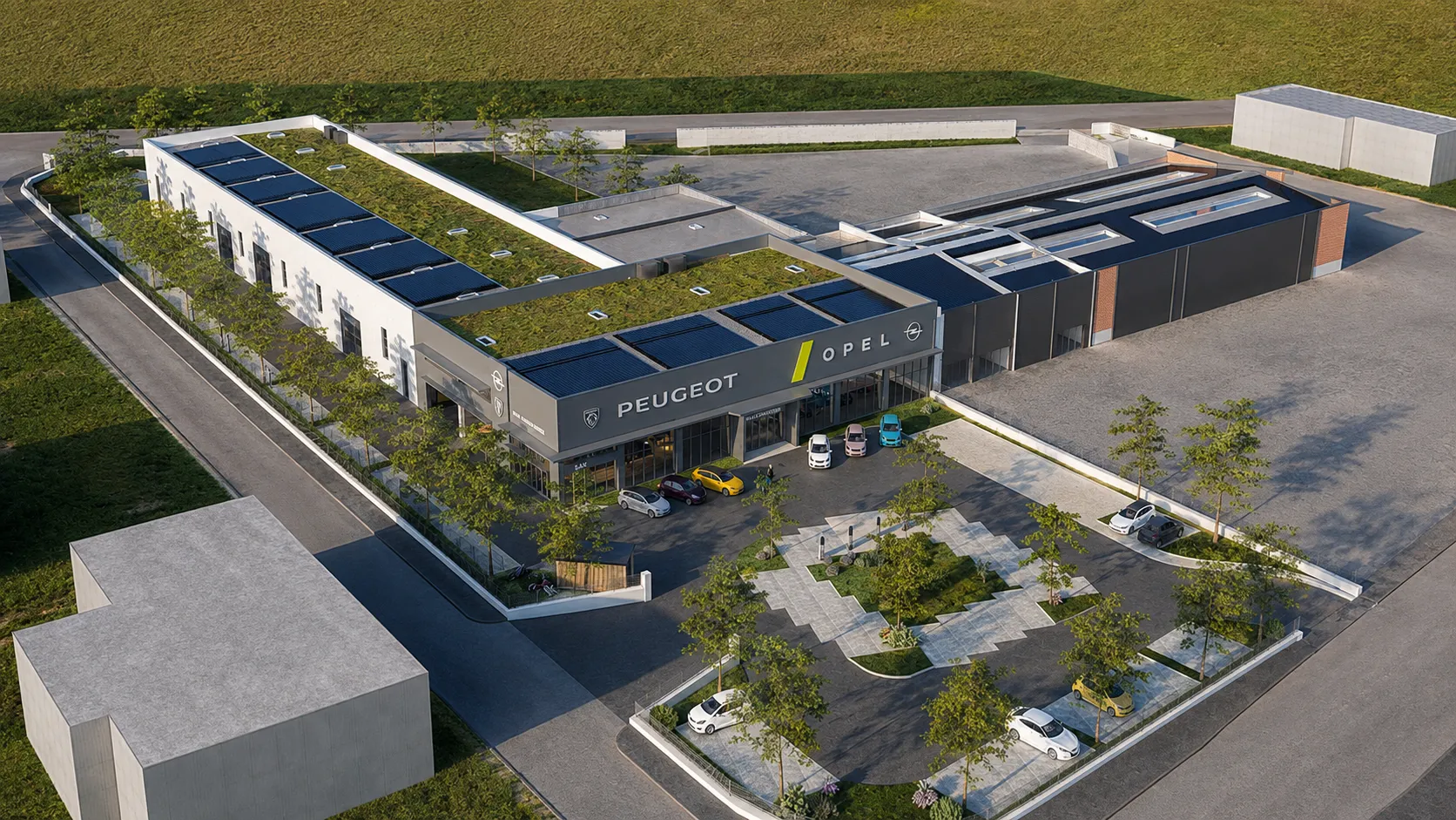 Vue aérienne du garage