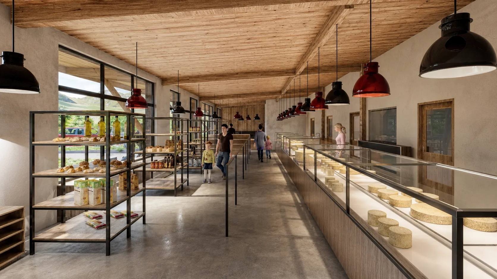 Vue intérieure fromagrie 3D